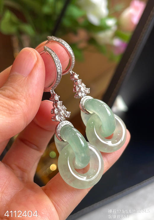 高冰种木那双环耳坠。 59999【4112404】 商品图1