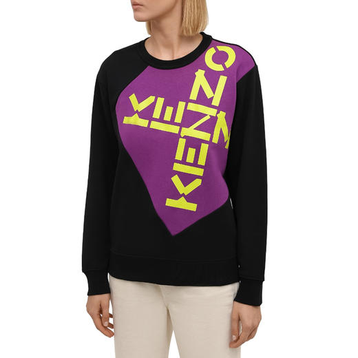 KENZO 高田贤三 女士字母徽标印花棉质卫衣 黑色 FB62 SW634 4MS 99 商品图1