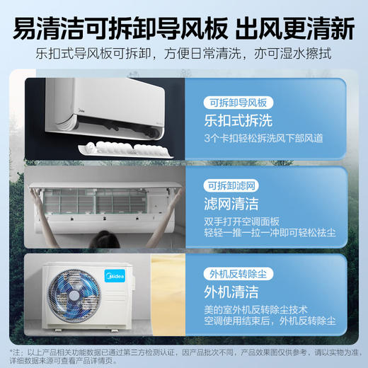 美的（Midea）1.5匹 风尊 时尚版 新一级能效 变频冷暖 独立除湿 壁挂式空调挂机 智能家电 KFR-35GW/N8MXC1 商品图5