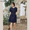 OLrain欧芮儿法式复古牛仔连衣裙女夏2024新款气质独特圆领A字短裙薄款 商品缩略图0