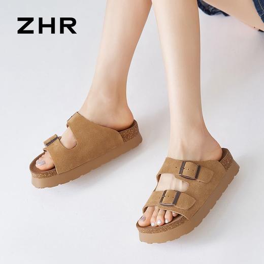 ZHR则则一字拖鞋女2024夏季新款厚底增高沙滩鞋外穿博肯拖鞋 商品图8