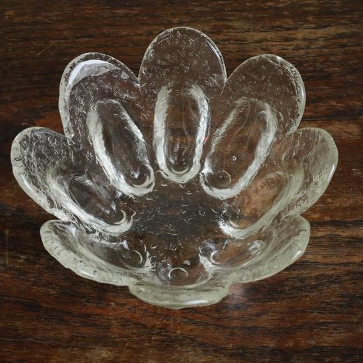 1952年芬兰Mantsa Lasjsepat中古花瓣老玻璃果盘A0210 商品图5