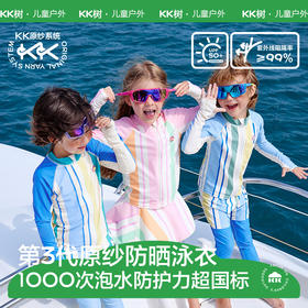 KK树专业儿童泳衣长袖男童女孩分体游泳裤2024新款防晒中大童套装梦幻岛小护盾泳衣