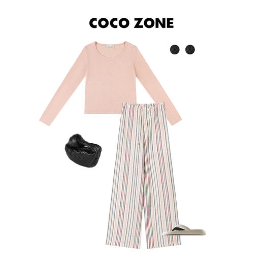 COCO ZONE 春夏薄款通勤风打底衫纯色长袖T恤女  23C18864 商品图4