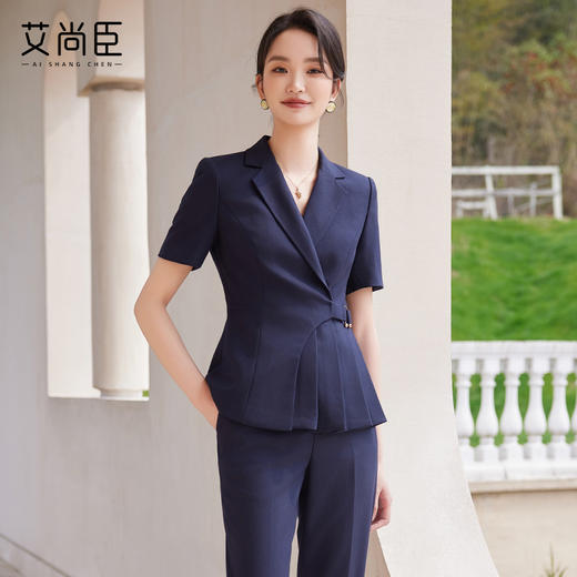 艾尚臣西装套装女教师白领休闲夏季2024新款短袖职场前台职业女装 商品图2