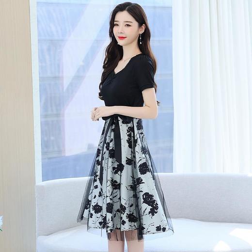 假两件连衣裙夏短袖2024新款高级感气质减龄洋气收腰显瘦A字裙子 商品图2