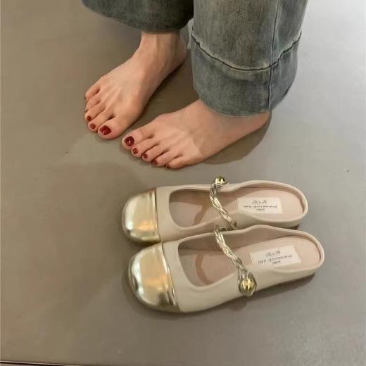 【新中式，小香风玛丽珍单鞋】2025春夏法式晚风凉拖女鞋，百搭软底包头半托外出凉拖QQ 商品图3