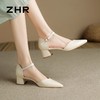 ZHR则则尖头气质凉鞋2024新款百搭时尚包头凉鞋粗跟一字法式女鞋 商品缩略图4