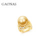 GAONAS 925银仿珍珠戒指 金珠高定设计重磅豪镶叶片戒指 10312JGO 商品缩略图2