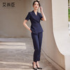 藏青色西装套装女销售白领休闲夏季2024年新款短袖教师女装两件套 商品缩略图2