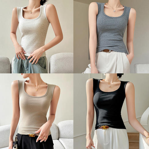 【福利款】纯棉遮副乳吊带小背心带胸垫一体可外穿 商品图1