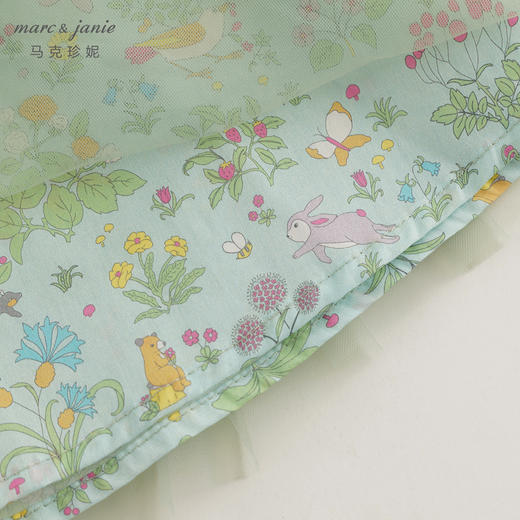 马克珍妮2024年夏装 女童森林来信印花蝴蝶结网纱挂脖衬衫 240605 商品图5