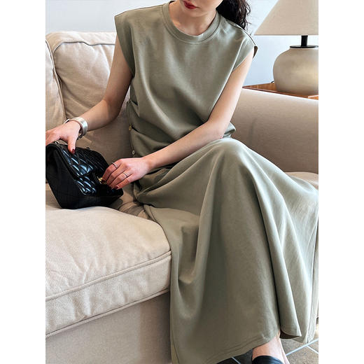 【基础款】两件套 无袖背心套装夏季遮肉小飞袖收腰T恤上衣+半身裙两件套 商品图2