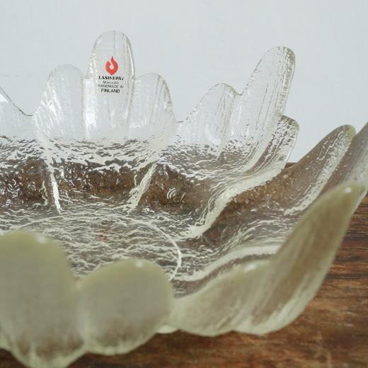 1952年芬兰Mantsa Lasjsepat中古花瓣老玻璃果盘A0210 商品图7