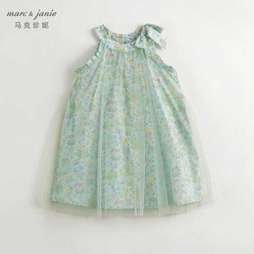 马克珍妮2024年夏装新款女童新中式A版吊带碎花网纱裙240658 商品图1