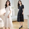 茶歇法式碎花连衣裙女2024夏季新款黑色中长款V领气质显瘦长裙子 商品缩略图0