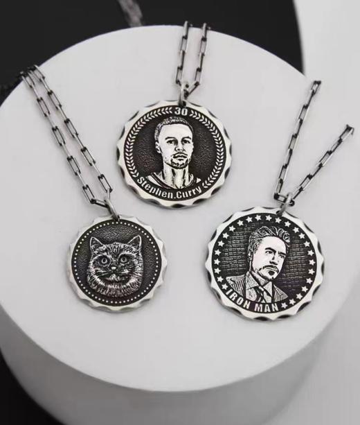 浮雕人像纯银吊坠 商品图2