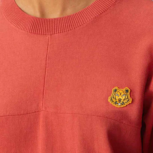 KENZO 高田贤三 女士小虎头徽标贴花棉质长袖针织衫 橘色 FB52 PU582 3TB 21 商品图3