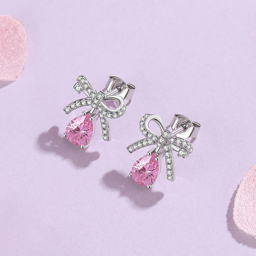 Winy925纯银甜粉蜜果耳钉送女友闺蜜节日生日礼物 商品图0
