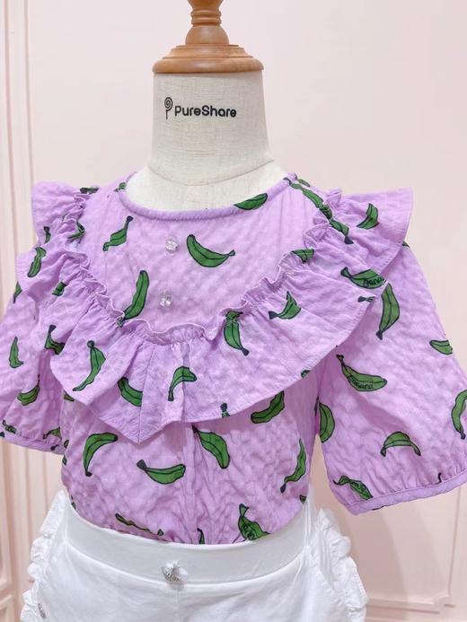 紫绿香蕉短袖上衣（不含裤子哦）紫葡萄白色短裤 商品图2