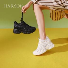 【女鞋好货节】BF楼HARSON哈森HC242905-白色复合材料/KPU/织物休闲老爹鞋