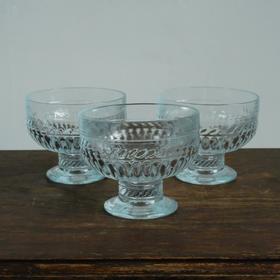 1970s芬兰Riihhimaen Lasi牌Olga系列老玻璃甜品高脚杯A0212