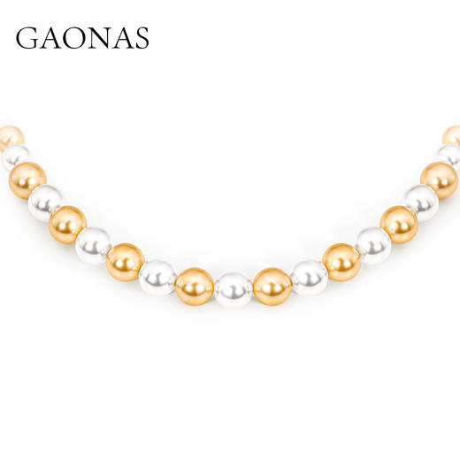 GAONAS 仿珍珠 白金色混色串珠贵气大气珠项链 11800XGO 商品图2