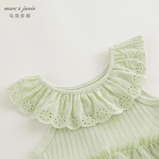 马克珍妮2024年夏装新款 女童镂空花边领网纱连衣裙 240728 商品图3