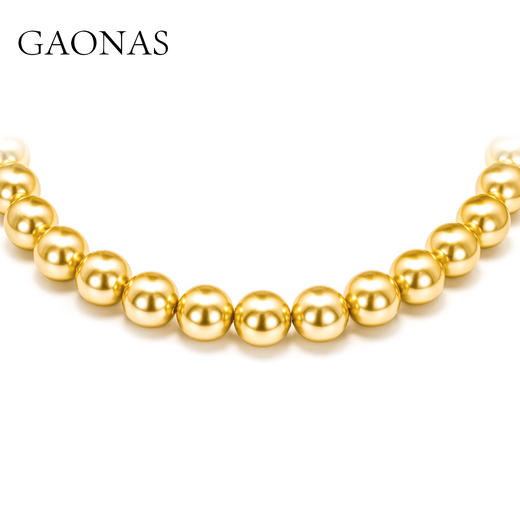 GAONAS 坠链均925银仿珍珠 南海明珠 经典16mm金色珠项链10250XGO 商品图2