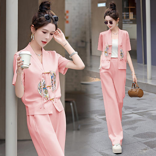 舒适运动风，新中式上衣+阔腿裤两件套HR-BX2530 商品图3