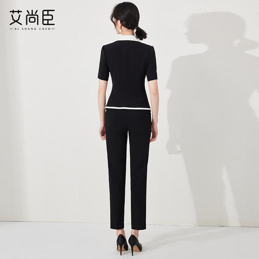 艾尚臣黑色职业西装套装高级感教师前台OL修身正装西服技师两件套 商品图4