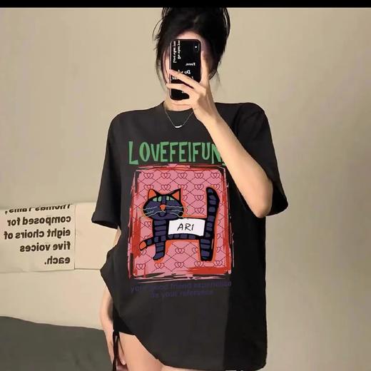 【限时价】喜出100%棉- 趣味猫咪 印花 情侣T恤 商品图2