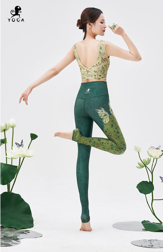 【现货秒发】壁虎瑜伽【翠蝶-套装】限量款印花瑜伽套装（可拆卸胸垫） 商品图5