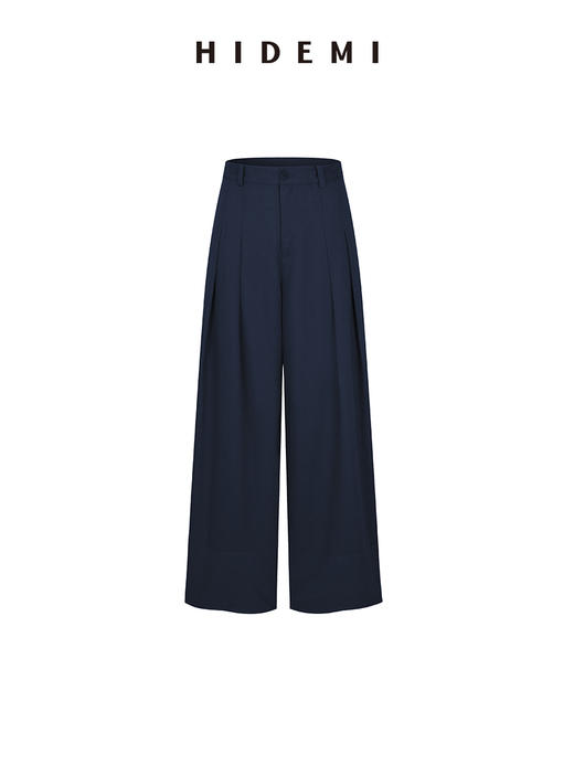 HIDEMI 【超模裤】极简自然水洗亚麻廓形高腰休闲阔腿裤休闲长裤 商品图9