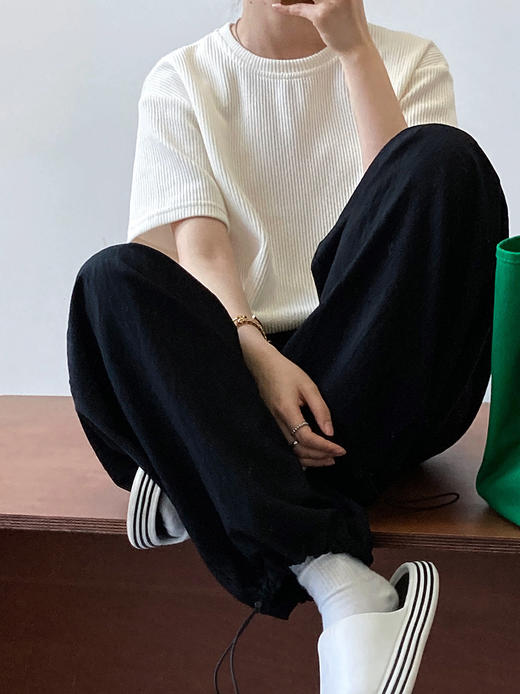 【基础款】日系宽松工装风休闲裤显瘦高腰抽绳女款 商品图5