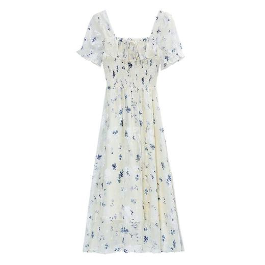 碎花连衣裙女夏季短袖2024新款雪纺海边度假初恋裙子泡泡袖长裙子 商品图4