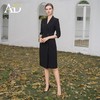 AD气质双排扣西装连衣裙女2024夏季中袖职业装正式场合连身裙黑色 商品缩略图2