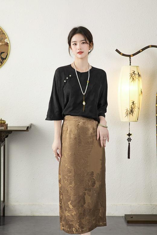 2024年夏季新中式国风人丝宽松上衣女装百搭休闲中国风T恤衫 商品图4