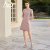 粉色短袖连衣裙女夏季新品优雅通勤小个子复古气质修身显瘦A字裙 商品缩略图0