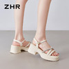 ZHR则则时尚百搭闪亮一字细带凉鞋厚底时装凉鞋沙滩女鞋简约凉鞋 商品缩略图6