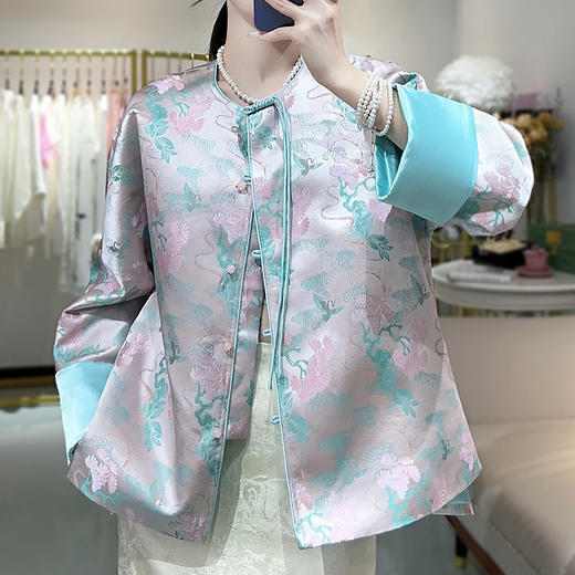 新中式国风提花外套女装2024年春季复古宽松长袖唐装上衣 商品图3