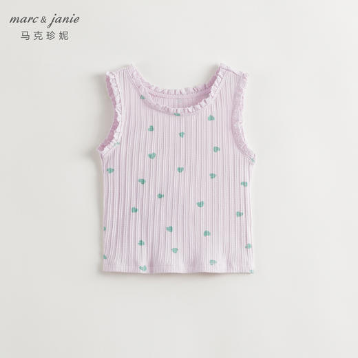 马克珍妮2024年夏装新款 女童甜美爱心满印罗纹纯棉背心 240758 商品图1