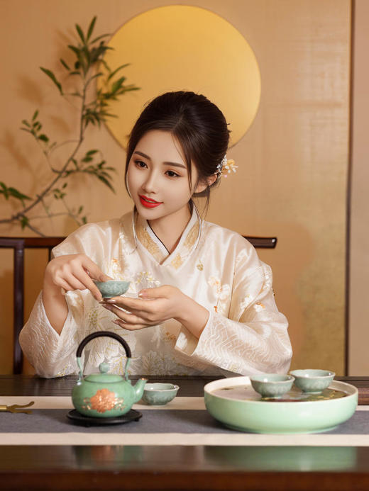 朱炳仁铜 富贵长春茶礼套装功夫茶具新款轻奢高档茶壶送客户礼品 商品图1