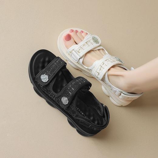 ZHR则则小香风凉鞋女厚底魔术贴运动凉鞋2024新款时尚外穿沙滩鞋 商品图3