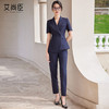 藏青色西装套装女销售白领休闲夏季2024年新款短袖教师女装两件套 商品缩略图3
