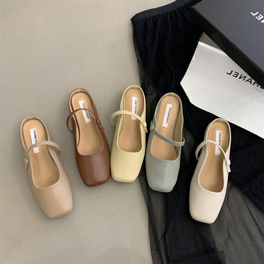 【超‘软‘’’半拖乐福鞋懒人拖鞋】一字拖单鞋女鞋子，柔软舒适易打理，小众凉拖平底鞋法式复古玛丽珍鞋QQ 商品图1