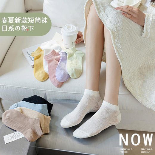 【十双】日系纯色透气短袜女浅口棉袜（4-410）（白色缺货） 商品图4