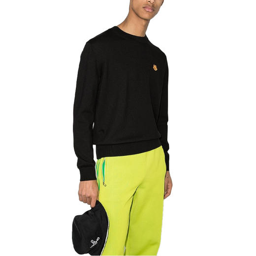KENZO 高田贤三 男士小虎头徽标刺绣羊毛长袖针织衫 黑色 FB65 PU642 3TA 99 商品图1