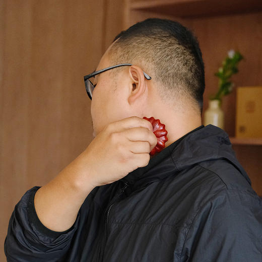 【常州非遗梳】紫檀木材质+绵羊角 经络按摩木 梳养发头疗 商品图6