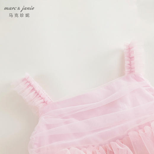 马克珍妮2024年夏装女童蕾丝层叠蝴蝶结飘带网纱蛋糕公主裙240876 商品图4